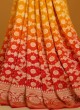 Orange And Red Khadi Chiffon Festive Saree